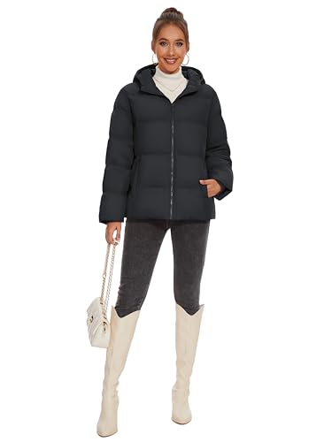 MAGCOMSEN Women's Down Puffer Jacket with Hood Lightweight Thermal Quilted Coat with Pockets Zip-up Winter Warm Jacket4