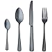 Amazon Basics - Juego de cubertería, 6 servicios, 24 piezas [estilo moderno], Negro