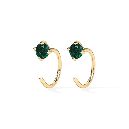 PAVOI 14K Gold 925 Sterling Silver Huggie Half Hoop Earrings for Women | Tiny Boho Colored Cartilage Earring | Blue, Green, Amethyst, Garnet, Black CZ, Turquoise, Opal, Pearl3