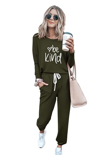 Image of PRETTYGARDEN Travel Outfit Women 2 Piece Lounge Sets | Long Sleeve Shirts, Jogger Pants Pockets, Matching Track Suits, Fall Spring Comfy Clothes for Casual Outing, Cruise, Airport