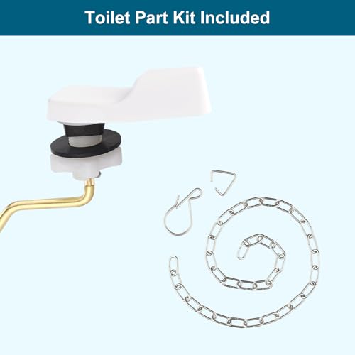 Image of Hygie Rinse Universal Side Mount Metal Toilet Handle Replacement Kit, White | Compatible with American Standard /Mansfield /Gerber /TOTO /Kohler Toilet, Toilet Tank Flusher Lever with Flapper Chain