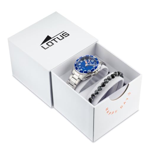 Lotus Analog Kinderuhr für Jungen aus Edelstahl – Quarzwerk – Hochresistentes Mineralglas – Wasserdicht 5 ATM 18860/1 – Mit Geschenkarmband – Junior Collection