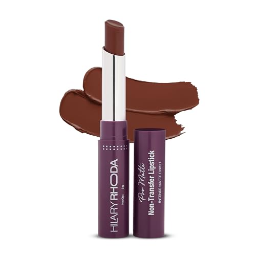 Image of Hilary Rhoda Pro Matte Non-Transfer Lipstick | Waterproof & Smudge-Proof | 12-Hour Long Stay | 24 Shades Available | Highly Pigmented Matte Finish Lipstick | 2g - (Coffee Brown | Shade 10)