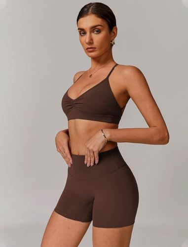 Women Two Piece Workout Sets Support Ruched Cross Back Sports Bras Matching Booty Lifting Shorts Gym Yoga Outfits3