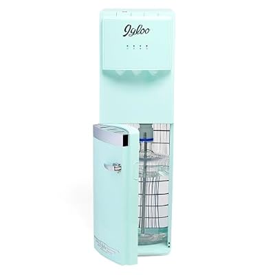 Igloo Retro Bottom Load Water Cooler Dispenser - Hot, Cold, or Room-Temperature Options - Holds 3 or 5 Gallon Bottles - Child Safety Lock - Perfect for Homes, Kitchens, Dorms - Aqua