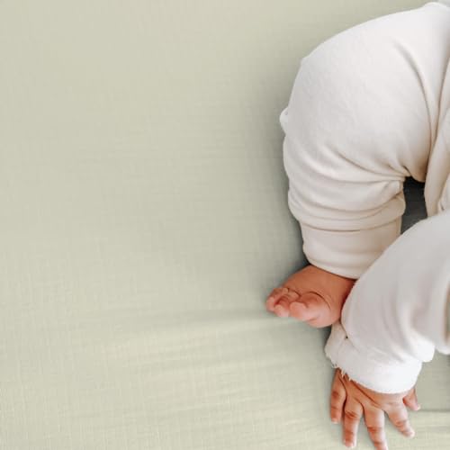 Image of Newton Baby Fitted Mini Crib Sheets (2-Pack) | Organic Muslin Cotton, Breathable & Soft Baby Sheets, Washable Baby Mattress Sheets, Fits Mini Crib Mattresses 24 inch x 38 inch, Oatmeal