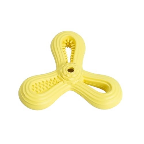 Image of EZRA Play Triangle Dart Dog Chew Toy - Yellow | Durable Non-Toxic Rubber, Textured for Dental Health | Interactive Fetch & Chew Toy for All Breeds