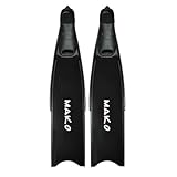 MAKO Big Kahuna Freedive Fins – Size 14-15 Long Blade Freediving Fins – Extra Wide Foot Pocket – Black Polymer Blades – Soft Flex – Designed for Big Divers with Large Feet