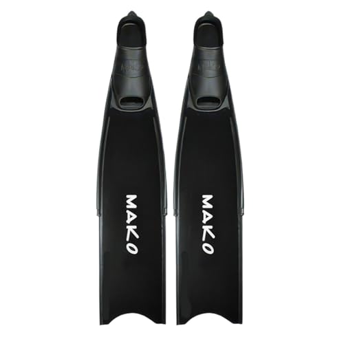 MAKO Pro Fiberglass Freedive Fins – Long Blade Freediving Fins with Interchangeable Blades – Lightweight, Powerful, and Hydrodynamic – Size 14-15 – Pro Black – Medium