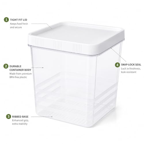 Image of Krevo Fridge Storage Containers 2400ml Pack of 12 | Airtight BPA Free White