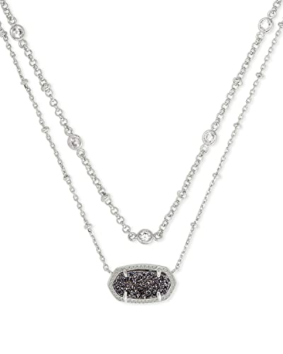 Kendra Scott Elisa Crystal Multi Strand Necklace In Silver-Plated Brass, Fashion Jewelry For Women, Platinum Drusy #TOP10