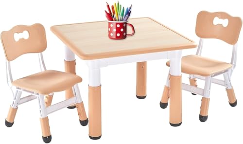 Image of Snazzy Height Adjustable Toddler Kids Table and 2 Chairs Set, for Crafts Table, for Classrooms Homes,