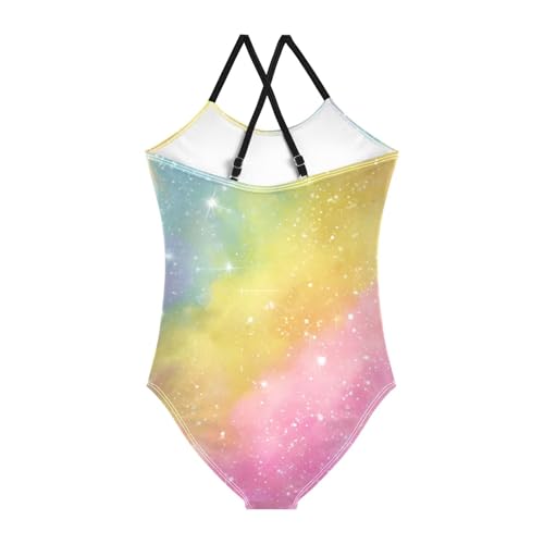 susiyo Rainbow Background Girls One Piece Swimsuits with Adjustable Straps Bathing Suits for 3-10 Years Old2