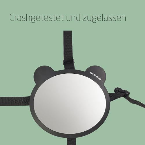 Maxi-Cosi Rücksitzspiegel, Autositzspiegel 360° Verstellbar, Weitwinkelansicht, Einfache Installation, Crashtest getestet und zugelassen, Für Baby, Kleinkind und Kind, Schwarz