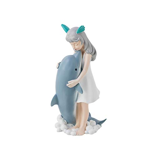 Statue fille mignonne sirène en résine décorative