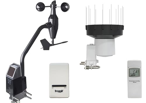 froggit DP1500 - Stazione meteo WiFi Gateway con anemetro a energia solare, pluviometro autodrenante e termometro esterno e igrometro