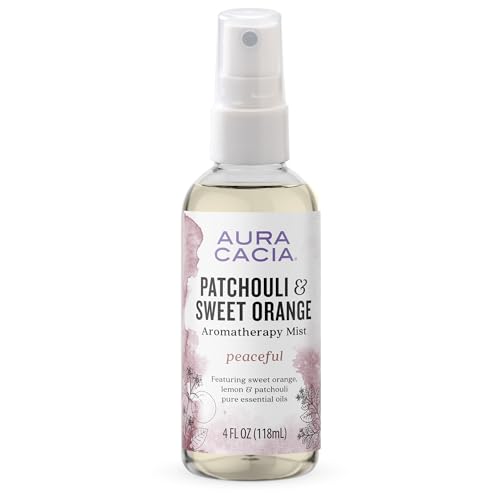 Aura Cacia Patchouli and Sweet Orange Aromatherapy Mist - Body and Room Spray with Pure Essential Oils for Refreshing, Soothing Aromatherapy | 4 Fl Oz (Pack of 1)