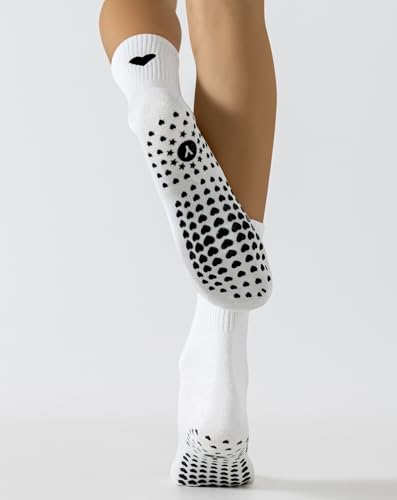 Image of Yawlsow Pilates Grip Socks for Women Yoga Grippy Socks Cute Barre Non Skid Athletic Crew Sticky Sock Workout Hospital