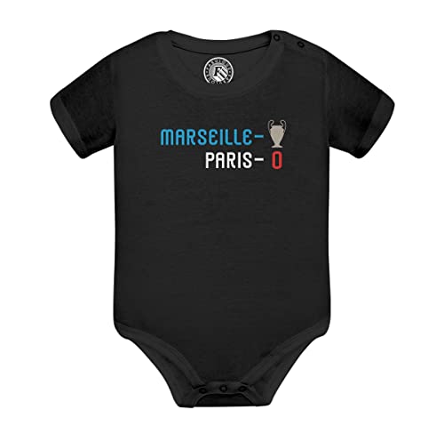 Fabulous Body Bébé Manche Courte Noir Marseille 1 - Paris 0 Sport Foot Champion Ballon C1