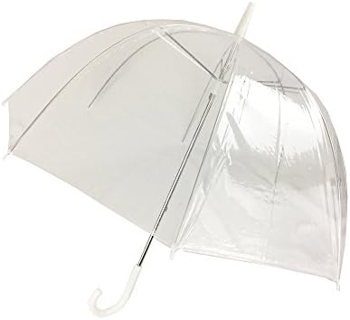 (6 Pack) 46" Adult Clear Bubble Rain Umbrella Manual Open Fashion Dome Shaped European Hook Handle