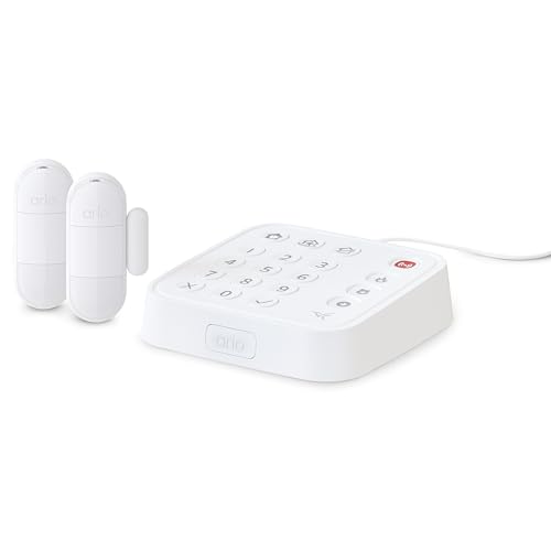 Arlo Home Security System – Wired Keypad Sensor Hub, (2) 8-in-1 Sensors, 24/7 Professional Monitoring- No Contract Required, DIY Installation, Alarm System for Home Security – SS1201, White