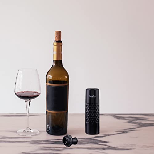 Ivation Rechargeable Wine Saver Pump With Reusable Stoppers, 6-Piece Wine Saver Preserver Gift Set With Automatic Vacuum Pump Sealer, Usb Charger & 4 Universal Bottle Plugs #TOP5