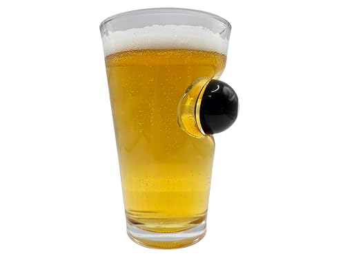 Solo Pro Pool Beer Glass Pint Glass with Embedded Mini 8 Ball Pool Ball Pool Gifts, Transparent, 10 cm x 16 cm - Image 3