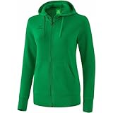 Taillierter Schnitt Erima Damen Basic Kapuzensweat Jacke, Smaragd, 42