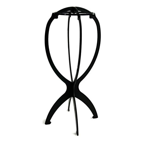 WIG ME UP - Plastik Perückenständer Perückenhalter Perücken Ständer Halter 36 x 18 cm Schwarz M19 Cover