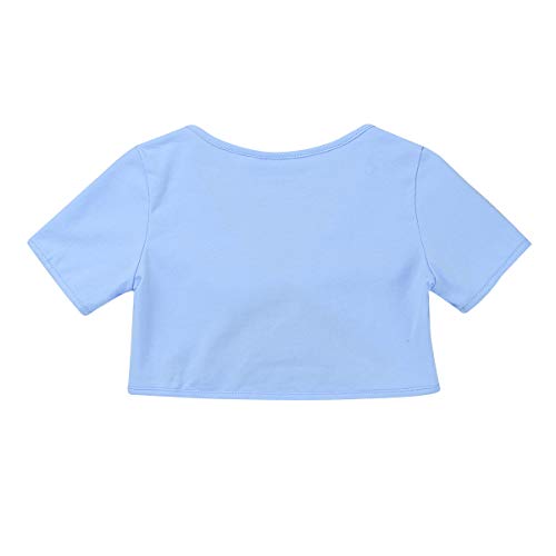 Mufeng Kids Girls Classic Short Sleeves Wrap Tops Ballet Dance Cardigan Cotton Knit Crop Tops Shrug Sweater4