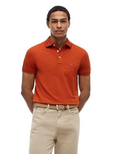Image of Tommy Hilfiger Men's Short Sleeve Polo Shirts in Slim Fit with Stretch and Organic Pique Cotton