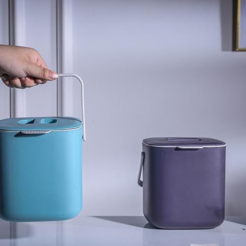 Contenedor de basura plástico portátil con tapa azul miniatura 4
