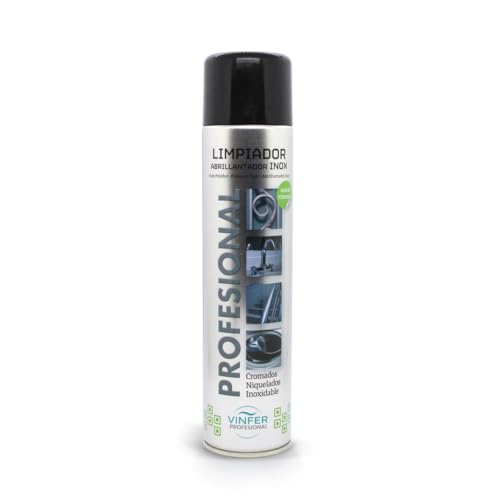 VINFER- Limpiador y Abrillantador Inox 600 ml | Limpieza y Protección Acero Inoxidable | Efecto Brillo Duradero | Desengrasa y Cuida Superficies Inoxidables | Spray Profesional