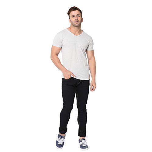 Image of Men's Cotton Blend Half Sleeve V Neck Tshirt