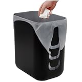 STORi Luup Bathroom Wastebasket, Secure Grocery Bags, Plastic Garbage Container for Vanity, Laundry Room, Kitchen, Office, 2.5 Gallon, Black, Made in USA