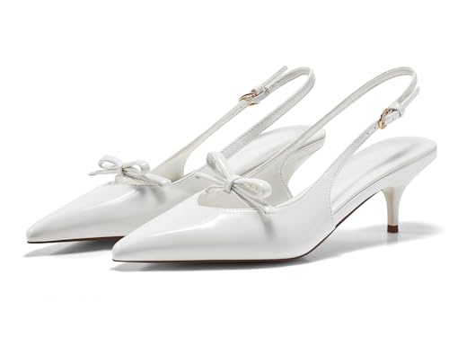 Coutgo Womens Bow Slingback Heels Low Kitten Heel Pumps Closed Pointed Toe Party Wedding Dress Shoes4