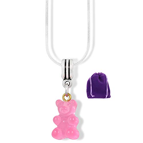 Gummy Bears Necklace Pendant Jewelry Jewlry Gifts Gummi Gummy Candy Themed Charm Accessories Stuff Gift for Kids Men Women Boys Girls Teacher Student