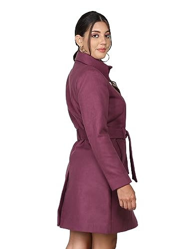 Image of CHKOKKO Women Chic Winter Coat Single Breasted | Knee Length Design with Buttoned Closure and Practical Front Side Pockets for Stylish and Comfortable Wear
