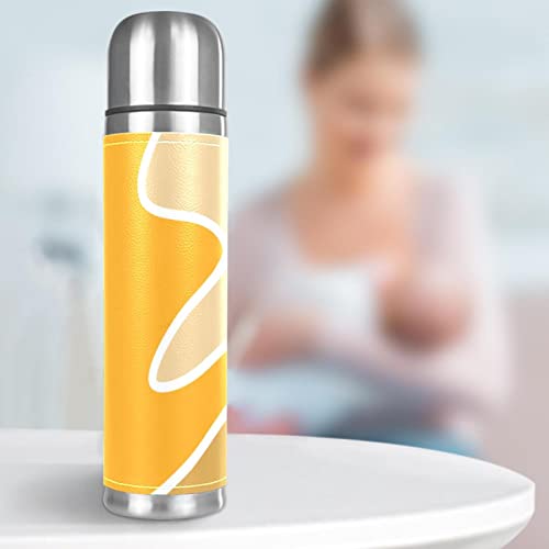 Stainless Steel Leather Vacuum Insulated Mug Abstract Thermos Water Bottle For Hot And Cold Drinks Kids Adults 16 Oz #TOP6