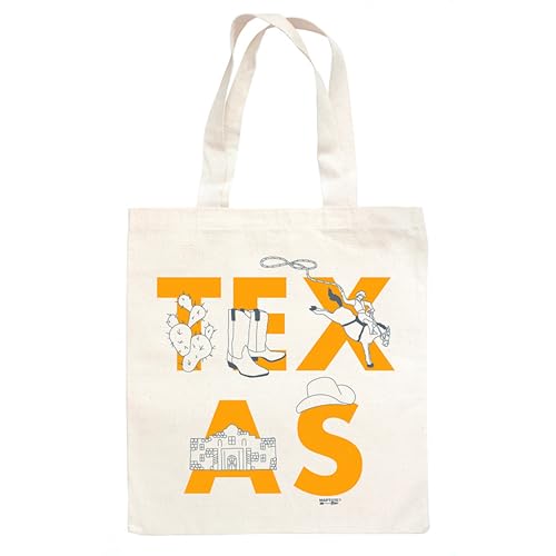 MAPTOTE Grocery Canvas Tote - Reusable Cotton Canvas Bag for Shopping, Daily Errands, Beach Trips and Travel - Screenprinted, Earth Friendly, and Made in USA - Font Style, Texas