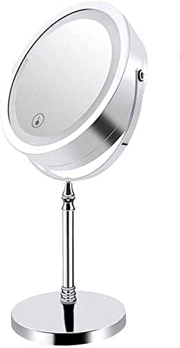 NOALED Espejos de Mano Maquillaje Iluminado Maquillaje de tocador LED de 7 ", Maquillaje de Ojos con Aumento de 10x, Mesa de luz Ajustable con Pantalla táctil