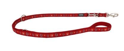 Laisse pour chien Red Dingo Multipurpose Paw Impressions rouge réglable de 2m