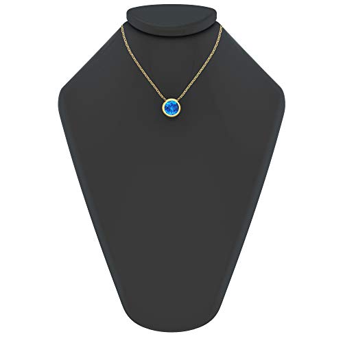 Belinda Jewelz Womens 14K Yellow Gold Swiss Blue Topaz Gemstone Pendant Necklace 7 mm Round 1.48 Ct. Solitaire 18" Chain Jewelry Gift for Wedding Christmas - Image 6