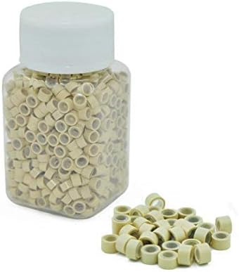 1000 Silicone Micro Link Rings 5mm Lined Beads Deadlocks for Hair Extensions Tool (1000Pcs(Pack of 1) (1000Pcs, Blonde)