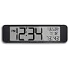 MARATHON UltraWide Atomic Wall Clock, Black - Large 14-Inch Panoramic Display - AM/PM or 24-Hour Time Format, Eight Time Zones, Indoor Temperature & Humidity - Two AA Batteries Included