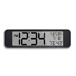 MARATHON Ultra-Wide 14-Inch Display Atomic Wall Clock with Large 3.5 Inch Digits. Fits Narrow Spaces, AM/PM or 24-Hour Time, 8 Time Zones, Room Temperature, Automatically Sets Time, Day and Date
