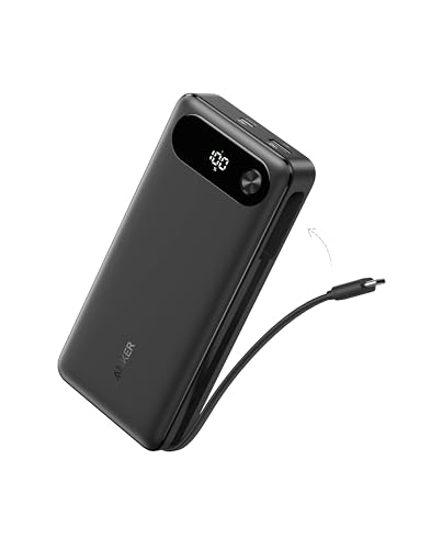 Anker Power Bank 20 000mAh Portable Charger with Built-In USB-C Cable 87W Max Fast Charging Battery Pack For MacBook iPhone 17/16 Series Samsung Switch and More