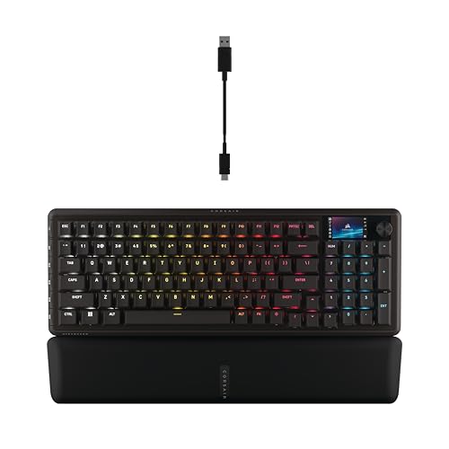 CORSAIR VANGUARD PRO 96 Hall Effect Gaming Keyboard – 96% fattore di forma, schermo LCD, Elgato Stream Deck Integration, polling 8000Hz MGX Hyperdrive, nero - Tastiera gaming