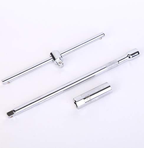 Osof 14Mm & 16Mm Spark Plug Socket Thin Wall 12-Point Removal Tool 3/8 Inch Square Drive Set + 3/8-Inch Drive Sliding T Bar Torque Spanner Extension Kit 10Inch/25Cm #TOP7