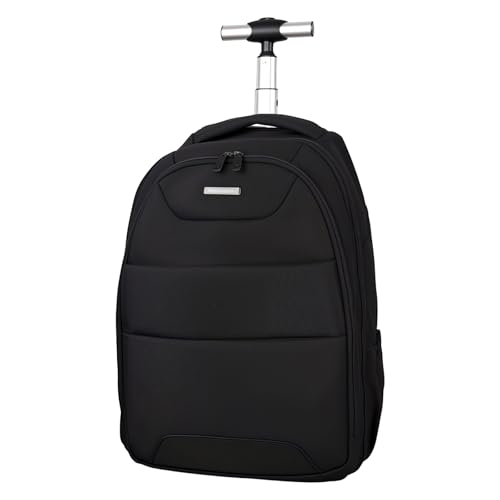 32L Rolling Backpack, Wheeled Backpack Comfort Casual Durable and Effortlessly to Carry Laptop Books and Documents, Hidden Shoulder Straps for Business Travel